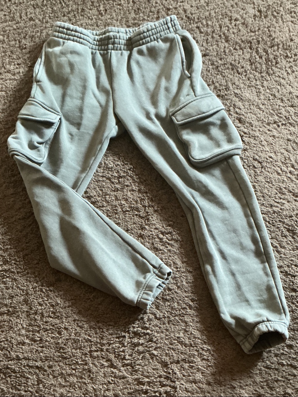 Kids Champion Cargo Sweatpants in Light Sage - Soft Jogger Pants